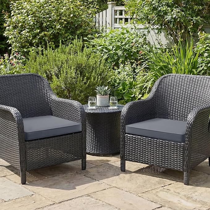 Outdoor Chair Cushions Set of 2: Waterproof & Color Fastness Seat Cushion for Patio Furniture - 22 x 22 x 3 Inch Chair Pads with Ties and Hidden Zipper - Patio Chair Cushion Replacement, Dark Grey
