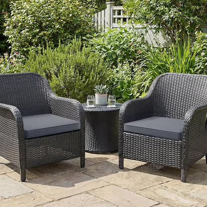 Outdoor Chair Cushions Set of 2: Waterproof & Fade Resistant Seat Cushion for Patio Furniture - 19 x 19 x 2 Inch Chair Pads with Ties and Hidden Zipper -Patio Chair Cushion Replacement, Dark Grey