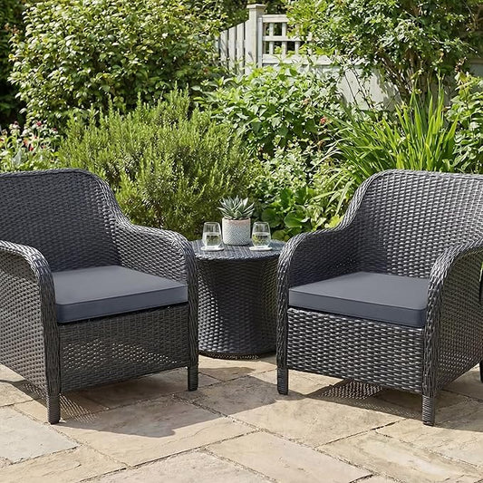 Outdoor Chair Cushions Set of 2: Waterproof & Fade Resistant Seat Cushion for Patio Furniture - 18.5 x 16 x 2 Inch Chair Pads with Ties and Hidden Zipper - Patio Chair Cushion Replacement, Dark Grey