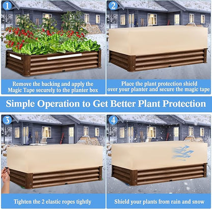 Plant Covers Freeze Protection 2 Pack with Elastic Drawstring & Magic Tape, 3.54 oz/yd² Cold Winter Frost Blanket Planter Box Cover for Raised Garden Bed Flower Pot, 43.3 x 15.7 x 17.7INCH