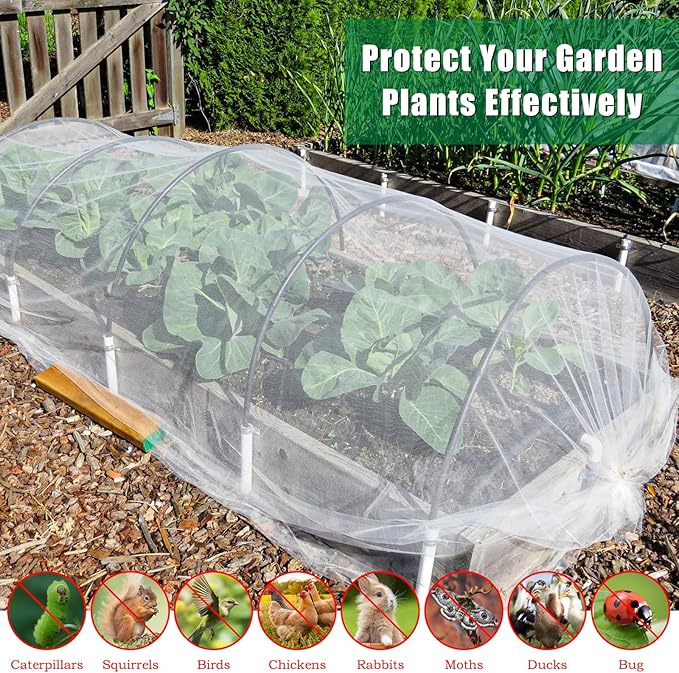 10 X 33 FT Garden Mesh Netting Pest Barrier for Raised Beds, Fruit Tree Netting for Cicadas, Bird Insect Nettings for Gardening, Blueberry Bush Strawberry Nettings Cover for Garden Protection