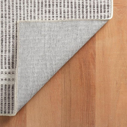 Dash & Albert Malta Blue Machine Washable Rug, 9.5 X 13.5 Feet, Grey Stripe Pattern