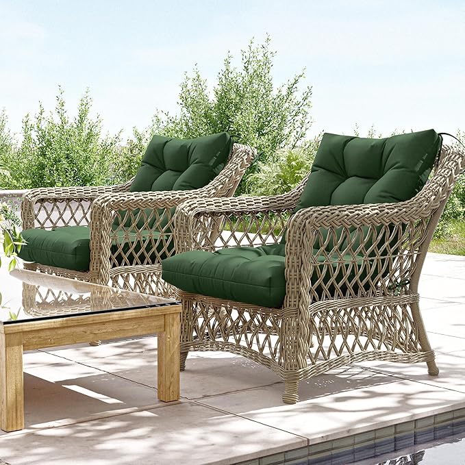 Patio Seat&Back Chair Cushions for Outdoor Furniture，Comfortable Cushions for Rocking/Dining/Lawn Chair-Set of 4