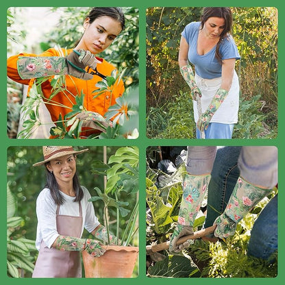 HLDD HANDLANDY Long Gardening Gloves for Women Men - Leather Rose Pruning Gloves Thorn Proof - Breathable Working Glove