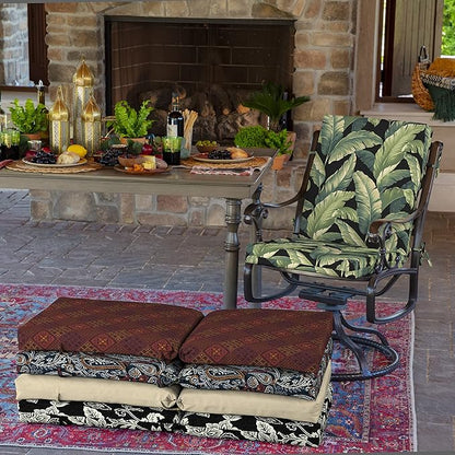 Arden 2-Pack Outdoor Patio Dining Chair Cushion, 20x44, Rain-Proof Seat Pad, Fade-Resistant Outdoor Cushion Onyx Cebu