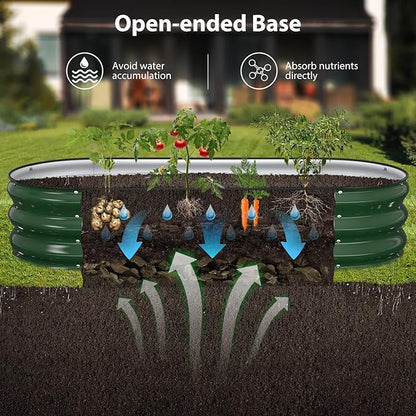 Winpull Raised Garden Bed Kit, 5x2x1 ft Galvanized Planter Box Outdoor with Safety Edging, Large Metal Raised Beds for Gardening Vegetables Flower Fruits (Moss Green)