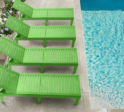 Nestl Sun Tanning Chair - Lime Green Chaise Lounge Chair Outdoor, Lightweight Pool Lounge Chairs Set of 6, Adjustable 5-Position Reclining Lawn Chair, Waterproof Beach Outdoor Lounge Chairs
