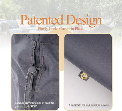 WJ-X3 Ripstop 84 Round Patio Table Cover, Waterproof, UV Resistant, Anti-Fading Outdoor Cover for Round Dining Table and Chairs Set, 84" D x 31" H, Grey