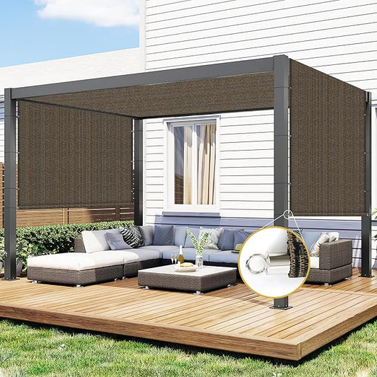 Shade&Beyond 6'x16' Pergola Shade Cover with Weighted Rods & Grommets, 90% UV Block Outdoor Sun Shade Cloth Canopy Replacement Cover for Patio Porch, Mocha