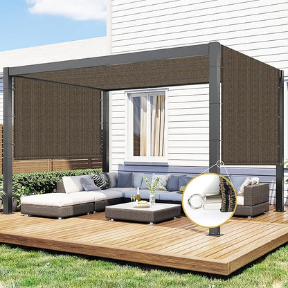 Shade&Beyond 9'x16' Pergola Shade Cover with Weighted Rods & Grommets, 90% UV Block Outdoor Sun Shade Cloth Canopy Replacement Cover for Patio Porch, Mocha