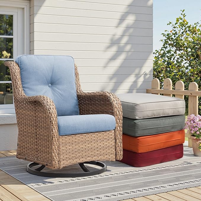 Patio Cushions for Outdoor Furniture - 22" x 25" x 4" UV Resistant Thick Foam Cushions Water Resistant Replacement Cushion for Outdoor Patio Furniture Chair/Sofa/Couch | Baby Blue | 5-Pack |