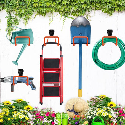 PeoMev Garden Hose Holder Wall Mount Heavy Duty Garden Hose Hanger Free Standing Metal Hose Rack for Outside Yard and Garage