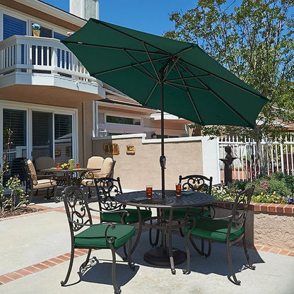 California Umbrella 7.5' Round Aluminum Outdoor Deck, Pool or Patio Umbrella, Crank Lift, Auto Tilt, Bronze Pole, Hunter Green
