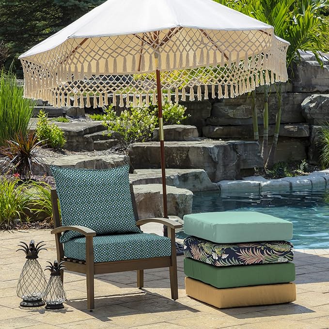 Arden Outdoor Deep Seat Cushion Set (4-Pack), 22 in x 24 in, Weather-Proof, Rain-Proof, Fade Resistant Patio Cushion for Chair, Sofa, and Couch Alana Tile