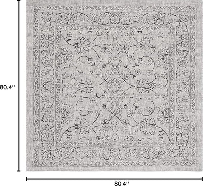 SAFAVIEH Washable Rug Outdoor Courtyard Collection - 6'7" Square, Grey & Black, Non-Shedding & Easy Cleaning, Ideal for Patio, Backyard, Mudroom (CY8680-37612)