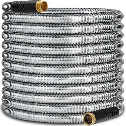 200 ft Stainless Steel Garden Hose - 2026 New Upgraded Metal Water hose - Flexible Water Hoses Pipes with Latex Core, 3/4" Solid Brass Connector - No-Expandable Watering Garden Hoses