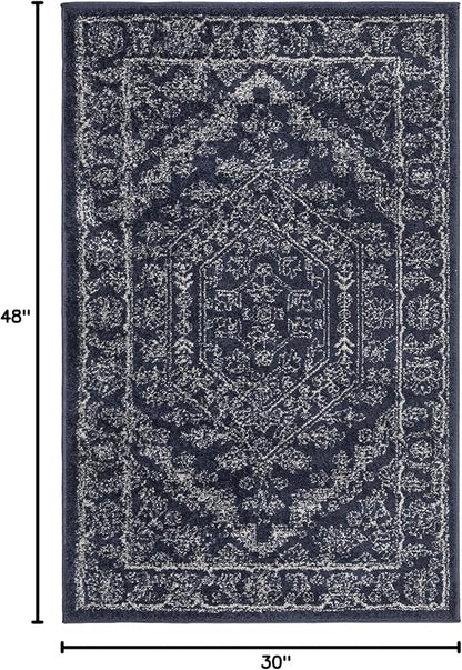 SAFAVIEH Adirondack Collection Accent Rug - 2'6" x 4', Navy & Ivory, Oriental Medallion Design, Non-Shedding & Easy Care, Ideal for High Traffic Areas in Entryway, Living Room, Bedroom (ADR108N)