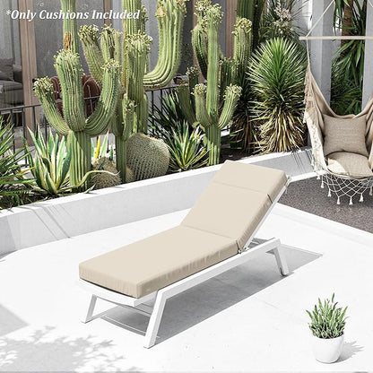 Chaise Lounge Cushion for Outdoor Furniture, Waterproof Fade and Tear Resistant Lounge Deck Chair Cushions for Patio Lawn Pool Resort Hotel