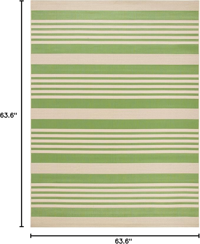 SAFAVIEH Washable Rug Outdoor Courtyard Collection - 5'3" Round, Green & Beige, Non-Shedding & Easy Cleaning, Ideal for Patio, Backyard, Mudroom (CY6062-244)