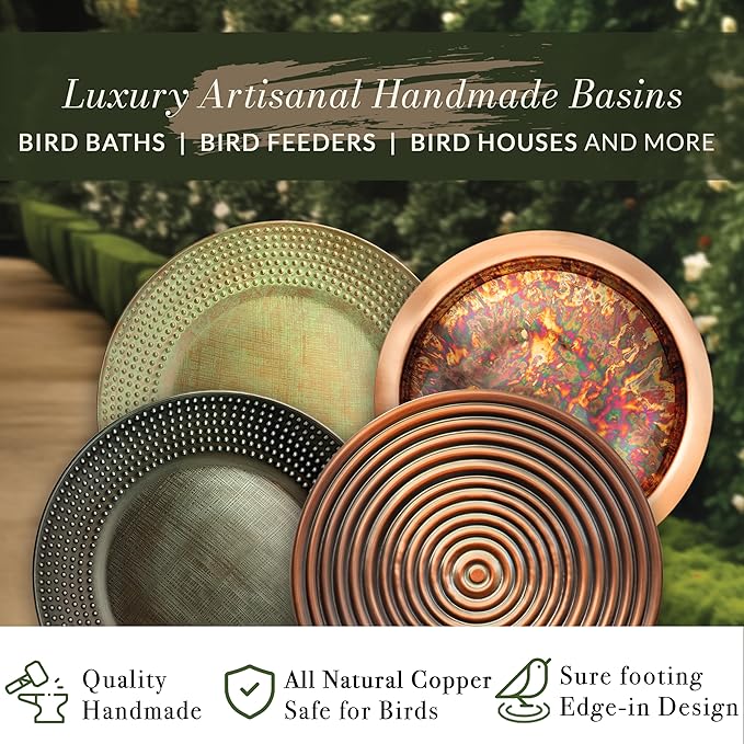 Good Directions Hanging Blue Verde Copper Bird Bath for Outside Backyard, Outdoor, Patio, Garden, Birdbath Feeder Gift for Bird Lovers Watchers, Large 18" Blue Verde Copper