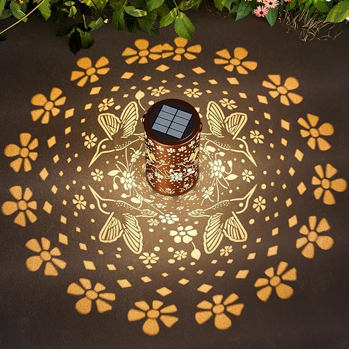 Hummingbird Solar Lanterns Outdoor Waterproof: Decorative Hanging Metal Lanterns for Patio Yard Pathway - Solar LED Garden Lights for Outdoor Decor - Xmas Gifts for Women Mom Grandma 2025 1 Pack