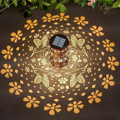 Hummingbird Solar Lanterns Outdoor Waterproof: Decorative Hanging Metal Lanterns for Patio Yard Pathway - Solar LED Garden Lights for Outdoor Decor - Xmas Gifts for Women Mom Grandma 2025 1 Pack
