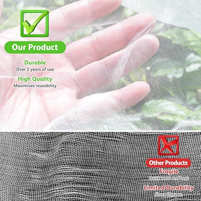 JOJOLEE Fruit Tree Netting for Garden Protection, 1Pc 8.2 x 6.5FT Insect Bird Nettings with Zipper and Drawstring, Plant Cover Mesh Net Bags for Blueberry Bushes, Tomatoes, Flowers