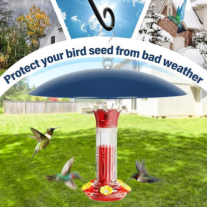 Bird Feeder Dome Guard,Squirrel Baffle for Hanging Feeder,13-Inch Cover for Shepherd's Hook in the Outdoors,Smart Birds Feeder's Umbrella(Blue), 2 Pack
