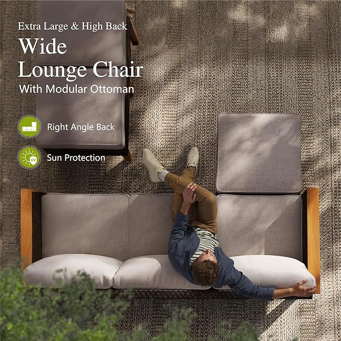 Sophia & William 7 Piece Patio Furniture Sets, Sectional Outdoor Rattan Wicker Sofa, All Weather Patio Conversation Set for Deck Backyard Lawn, Outdoor Couch, Beige