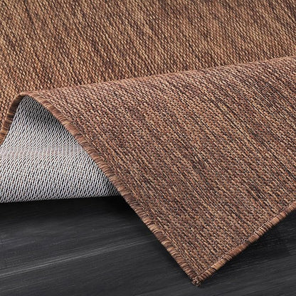 Washable Indoor Outdoor Rug 10x14 Weather Resistant Area Rugs Modern Solid for Porch Deck Balcony Backyard Patio Outside Carpet (10 X 14 Gold Brown)