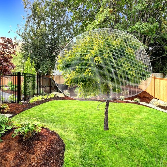 Alpurple 6.5 x 8.2 Feet Insect Bird Barrier Netting Mesh with Drawstring -Garden Bug Netting Plant Cover for Protect Plant Fruits Flower from Insect Bird Eating