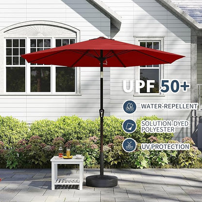 PatioKingdom 11FT Patio Umbrella,Outdoor Umbrella with Push Button Tilt and Crank,Market Table Umbrella with 8 Sturdy Fiberglass Ribs UV Protection(Red, 11FT)