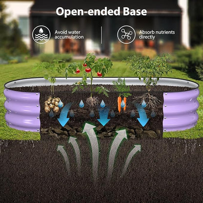 Winpull Raised Garden Bed Kit, 5x2x1 ft Galvanized Planter Box Outdoor with Safety Edging, Large Metal Raised Beds for Gardening Vegetables Flower Fruits (Provence Purple)