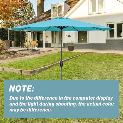 Simple Deluxe 9' Patio Outdoor Table Market Yard Umbrella Replacement Top Cover with 8 Ribs, 9ft Canopy, Turquoise Canopy (Replacement Canopy Only fits 9 ft 8 ribs patio umbrella)