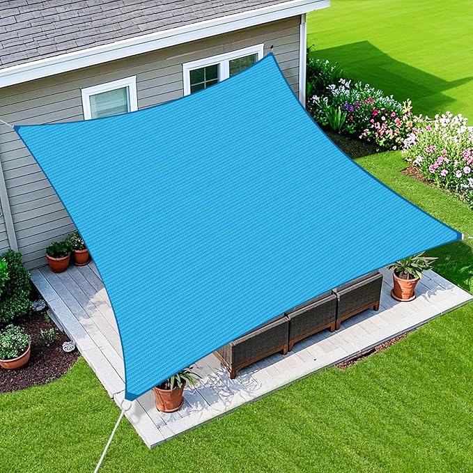 Amagenix Sun Shade Sail 10'X25' Curved Edge Outdoor Shade Canopy Turquoise Mixed Breathable 95% UV Block Shade Cloth for Patio Garden Backyard (We Make Custom Size)
