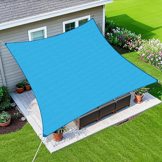 Amagenix Sun Shade Sail 7X9 Curved Edge Outdoor Shade Canopy Turquoise Mixed Breathable 95% UV Block Shade Cloth for Patio Garden Backyard (We Make Custom Size)
