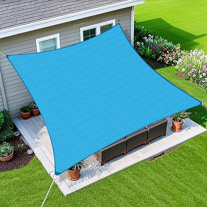 Amagenix Sun Shade Sail 14'X24' Curved Edge Outdoor Shade Canopy Turquoise Mixed Breathable 95% UV Block Shade Cloth for Patio Garden Backyard (We Make Custom Size)