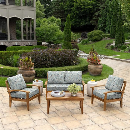 Arden Outdoor Loveseat Cushion Set, 48 x 24, Rain-Proof, Fade Resistant, Cushion Set for Couch, Bench, and Swing Pistachio Botanical