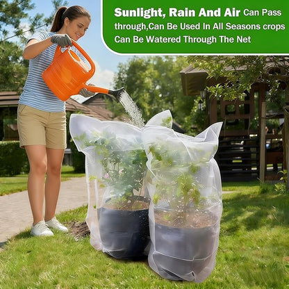Drawstring Blueberry Netting for Bushes - 6 Pack 5.25×4.92FT - Easy Install Reusable Garden Netting, Protective Mesh for Fruit Trees & Tomato Plants, Blocks Birds, Squirrels & Insects