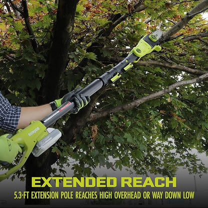 Sun Joe Cordless Lawn Care System, Grass & Hedge Trimmer Combo Power Tool Kit with 8” Pole Saw, Batteries & Charger - Heavy-Duty Trimming Machine Set for Lawn, Yard & Gardening Care, IONMAX GTS4002C