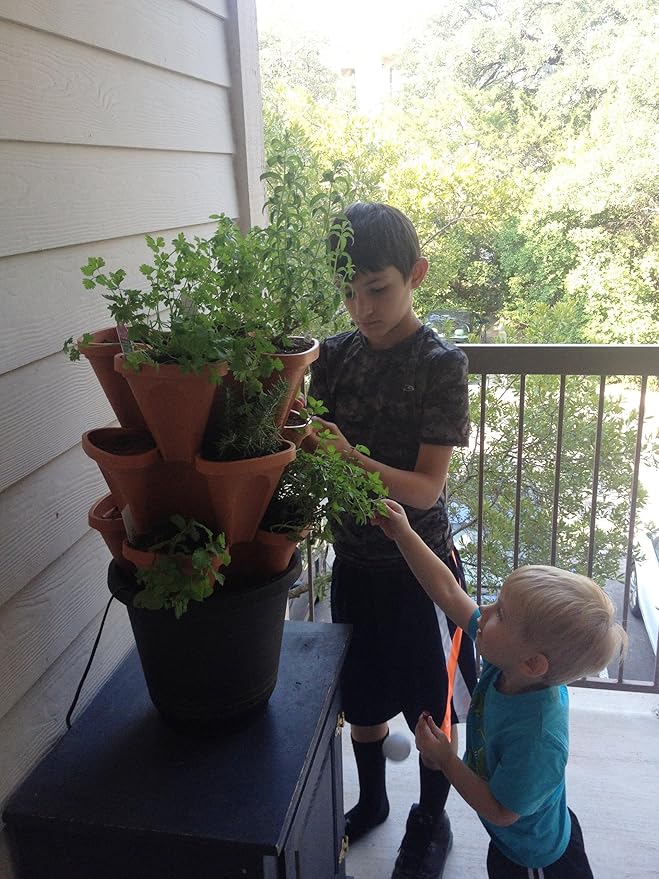 Vertical Gardening Planters - Use Mr Stacky Pots With ANY Grow Medium (Soil, Hydroton, Vermiculte, Perlite, Coco Fiber) - Great for Hydroponics and Aquaponics Too - Build Your Own Stacking Container