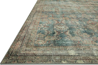 Loloi Magnolia Home by Joanna Gaines Banks Collection BAN-01 Ocean/Spice 8'-6" x 11'-6", .13" Pile Height, Machine Washable, Area Rug