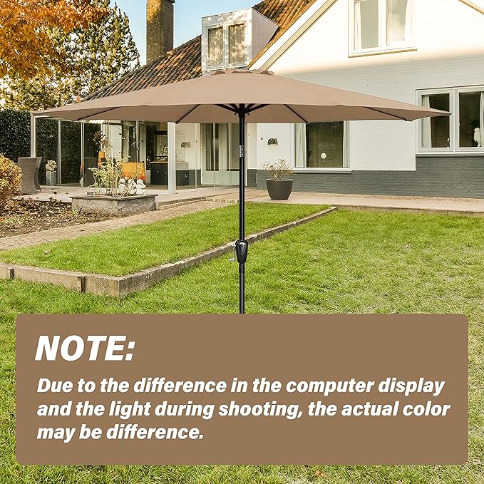 Simple Deluxe 9' Patio Umbrella Replacement Canopy Only Outdoor Table Market Yard Umbrella Replacement Top Cover with 8 Ribs, Tan