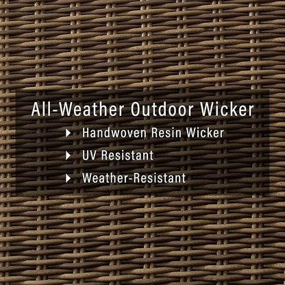 Crosley Furniture Bradenton 2-Piece Outdoor Chair Set, Wicker Dining Patio Chairs for Deck, Backyard, Weathered Brown with Sand Cushions
