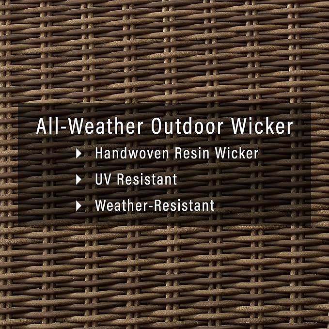Crosley Furniture Bradenton 2-Piece Outdoor Chair Set, Wicker Dining Patio Chairs for Deck, Backyard, Weathered Brown with Navy Cushions