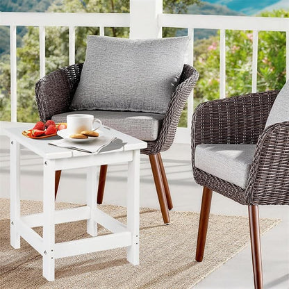LZRS Adirondack Outdoor Side Table – Durable Weather-Resistant HDPE Patio End Table for Porch, Deck, Pool, Garden,Sturdy and Easy Assembly, White