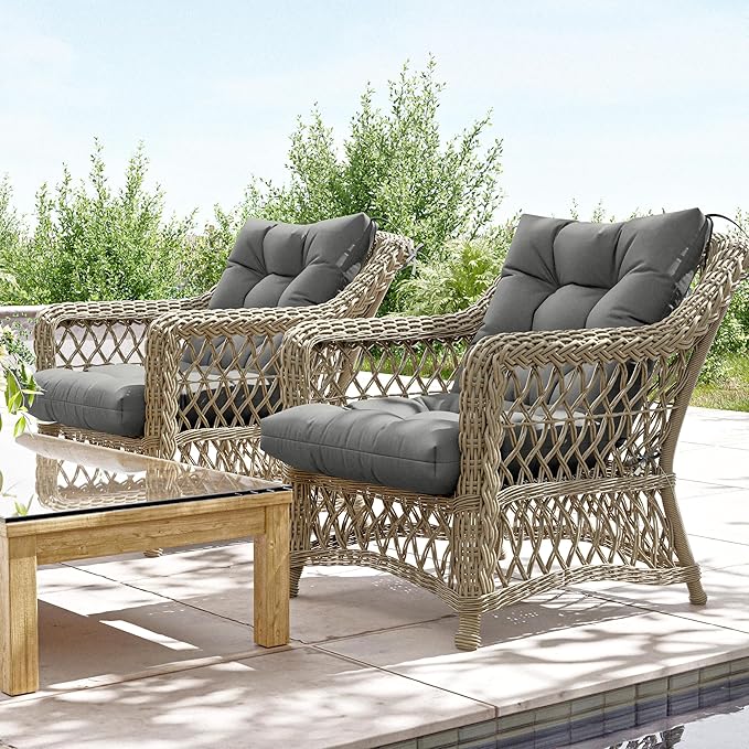 Patio Seat&Back Chair Cushions for Outdoor Furniture，Comfortable Cushions for Rocking/Dining/Lawn Chair-Set of 4