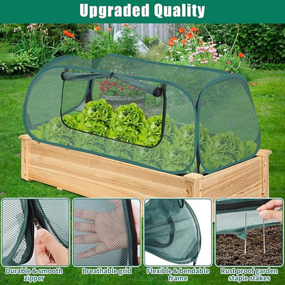 2Pack Garden Covers for Raised Beds, Pop Up Mesh Plant Covers for Outdoors, 30% Sunblock Plant Shade Tent, Crop Cage for Seedlings Vegetable Against Birds, Animals, with 8 Stakes (45"X22"X16")
