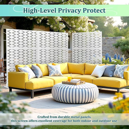 Metal Privacy Screen Outdoor Privacy Screen, Freestanding Fence Panel for Outside, 72''H×47''W, Decorative Screen Panel for Backyard/Patio/Deck