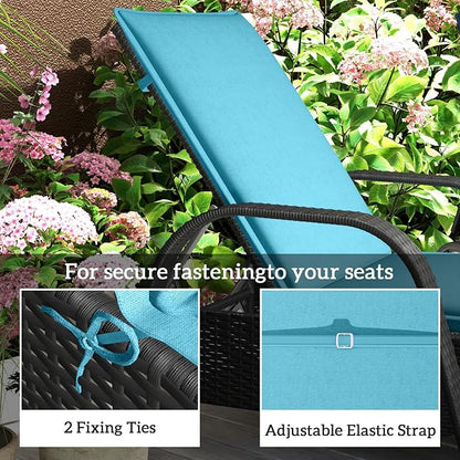 Outsunny Outdoor Lounge Chair Cushion Set of 2, UPF50+ 200gsm Fabric and 25D High-Density Foam, Foldable Patio Chaise Lounge Cushion Set, Fade Resistant for Lawn Pool, 76" x 23", Light Blue